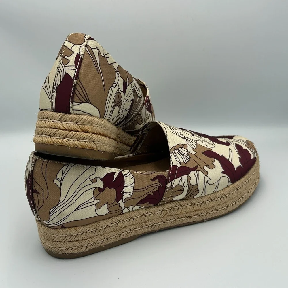 Naturalizer Thea 3 Platform Espadrille Womens 10 Slip On Raffia Floral Canvas